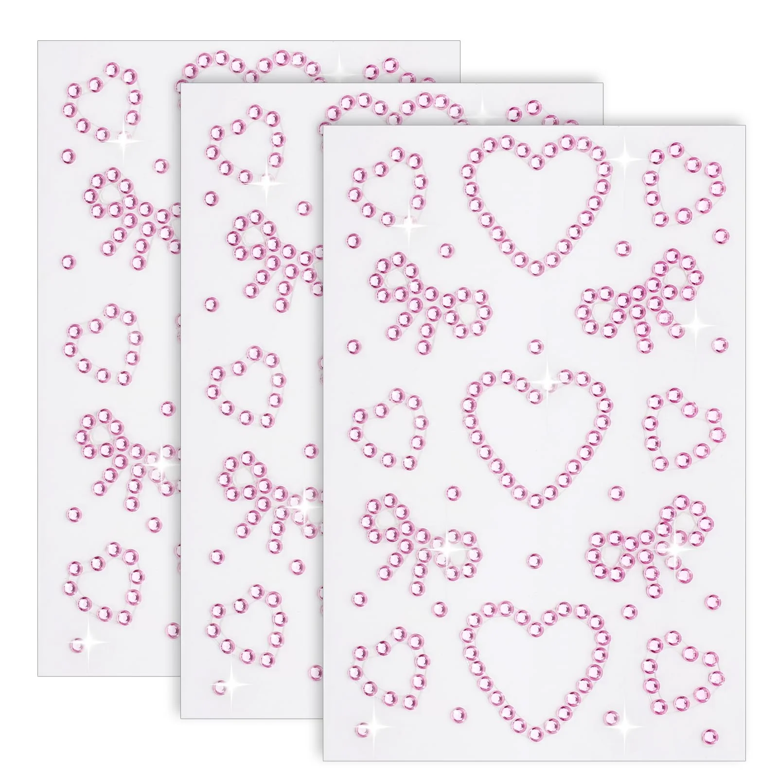 Стразы самоклеящиеся 3 листа Наклейки в форме сердца с драгоценными камнями для лица, Блестящие камни Стразы Жемчужные наклейки, Стразы для лица для лица, Макияж глаз, Ногти, Поделки для тела, фото №1