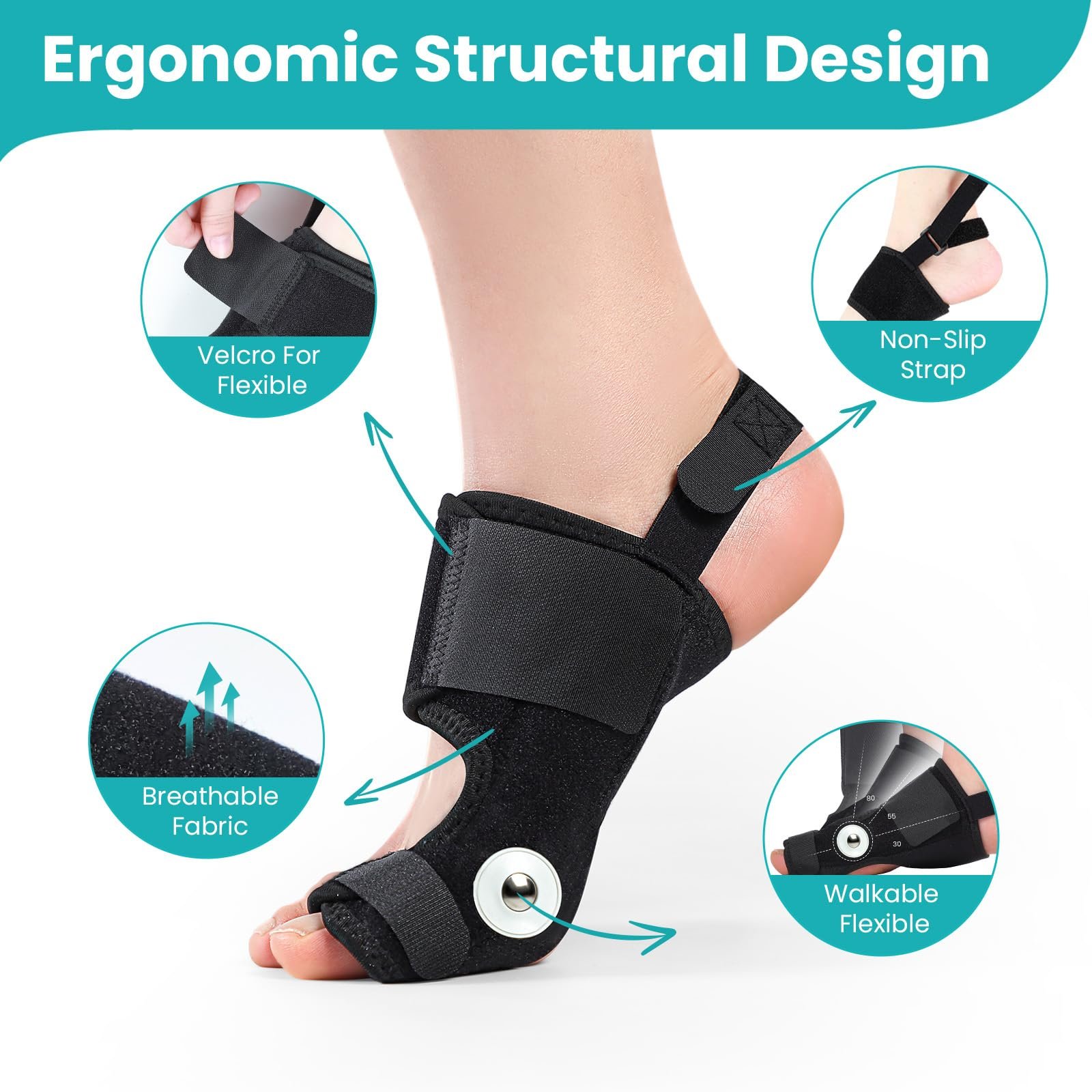 Коректор великого пальця стопи для жінок і чоловіків 1 пара шин для корекції вальгусної деформації регульований, фото №4 Коректор великого пальця стопи для жінок і чоловіків 1 пара шин для корекції вальгусної деформації регульований, фото №4