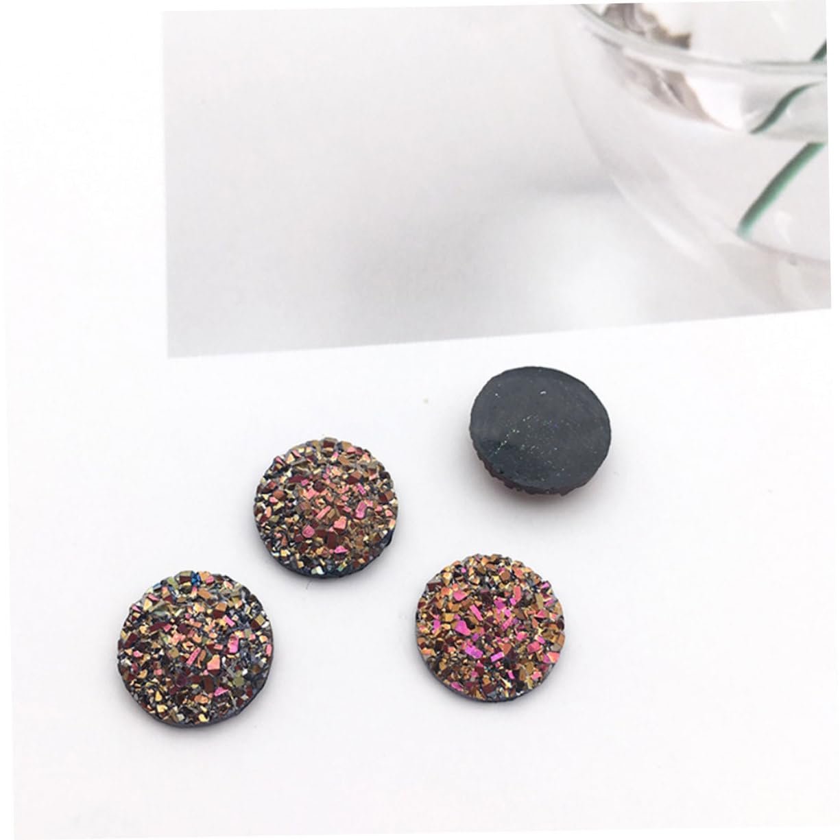 Стрази Круглі WOONEKY 100 шт. смола, плоска задня частина, фото №5