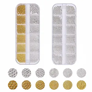 Стрази для нігтів, 2 коробки/24 відділення, білі намистини - Фото 1