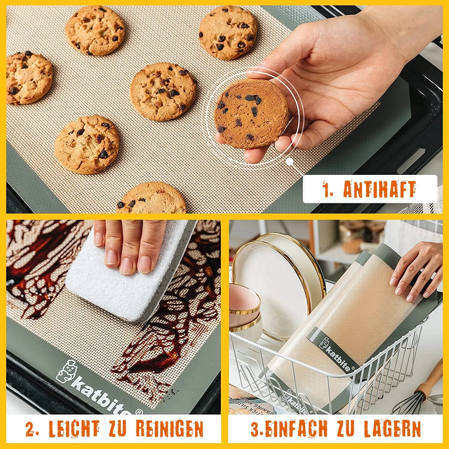 Килимок для випікання Katbite 3 шт. Silicone Non-Stick BPA-Free 0.7 мм, фото №2 Килимок для випікання Katbite 3 шт. Silicone Non-Stick BPA-Free 0.7 мм, фото №2