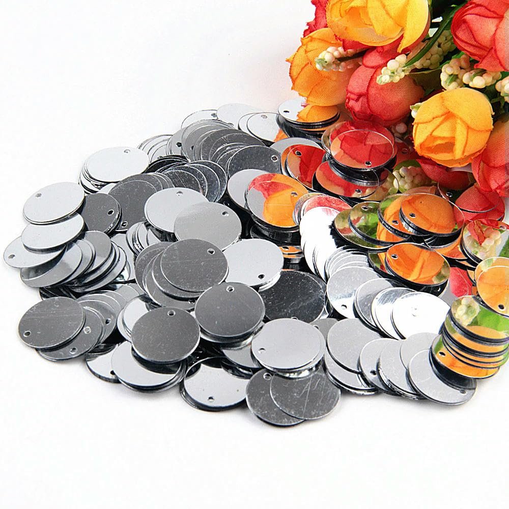 Паєтки Сипучі з Крайовим Отвором Срібні 80 шт, 30 мм 20 г, фото №1