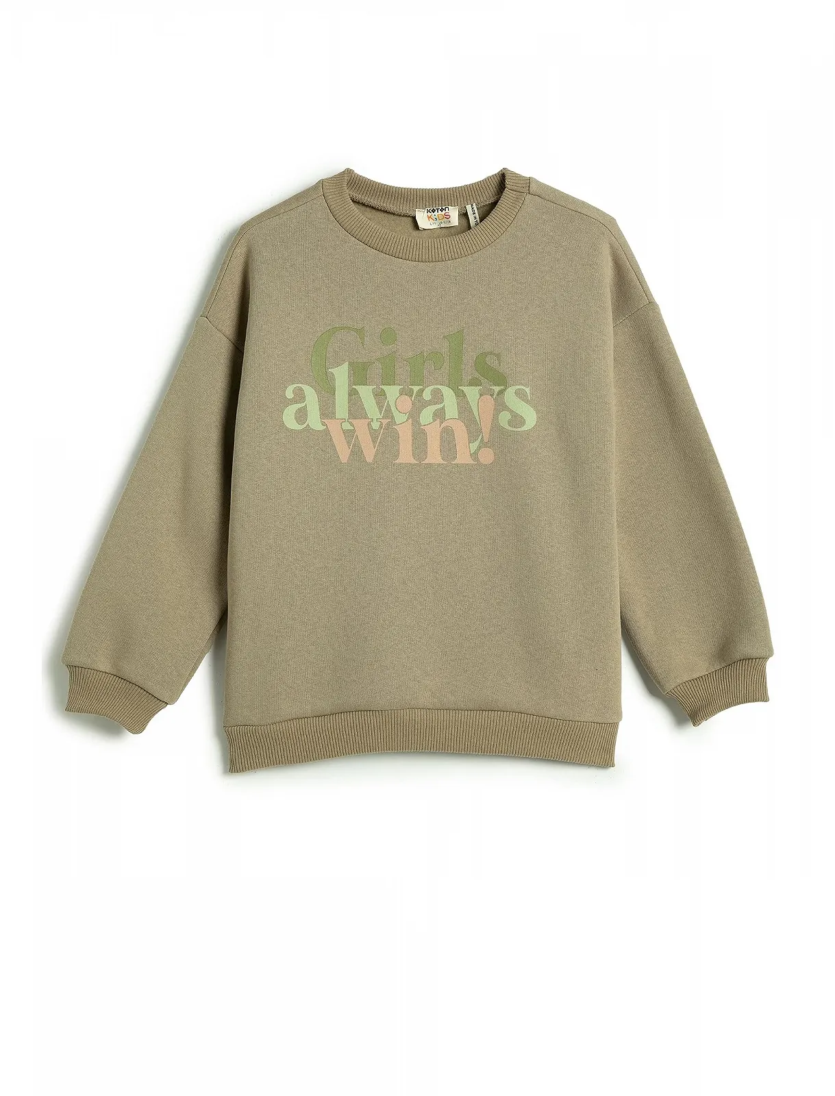 Світшот Koton для дівчат з довгими рукавами, круглим вирізом та принтом, з начосом всередині, фото №1