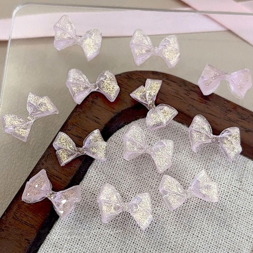 Бантик Прозорий Лід Рожевий Блискітки Пудра 3D Каваї, фото №7