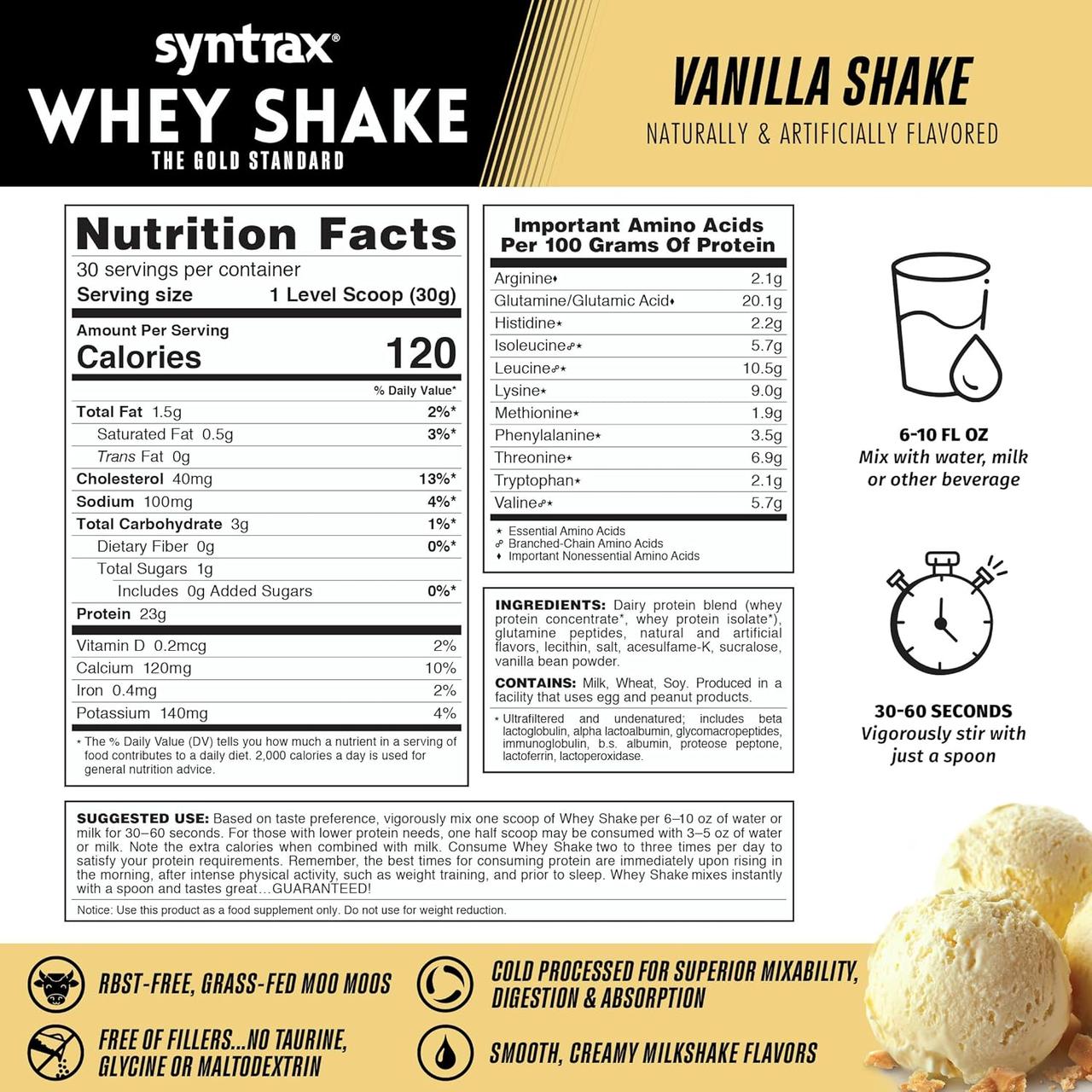 Протеин Syntrax Whey Shake 908 g Vanilla, фото №2