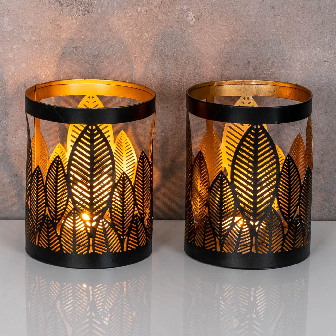 Набор Подсвечники Подсвечник 10 x 13 см Чёрный Золотой Метал Подсвечник Лист Декорация Цветок Декорация, фото №5