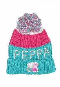 Шапка Peppa Pig Детская вязаная шапка с помпоном для девочек Разноцветная, 52 - Фото 1