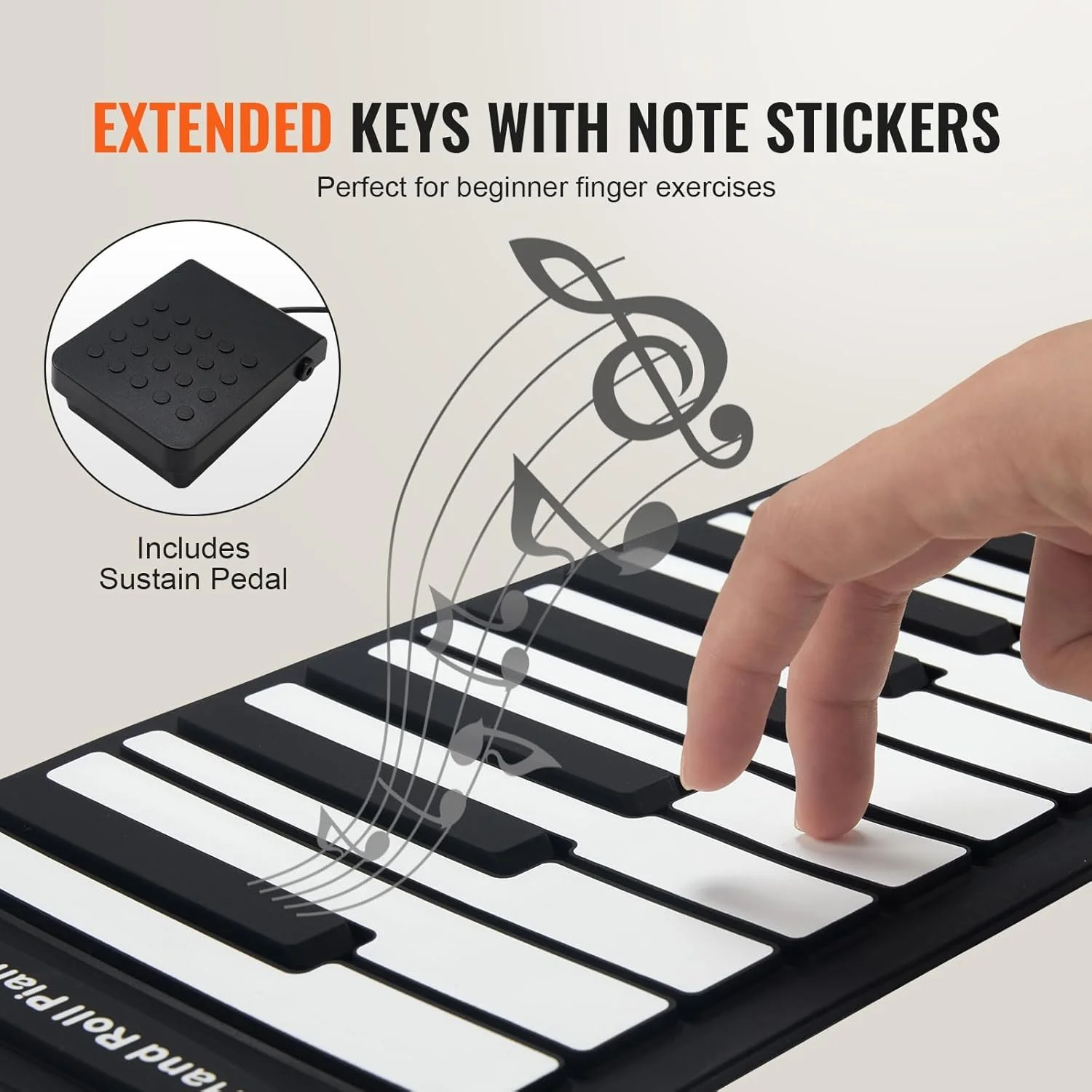 Піаніно VEVOR 88 Keys Roll Up Keyboard Piano Чорний, фото №4 Піаніно VEVOR 88 Keys Roll Up Keyboard Piano Чорний, фото №4