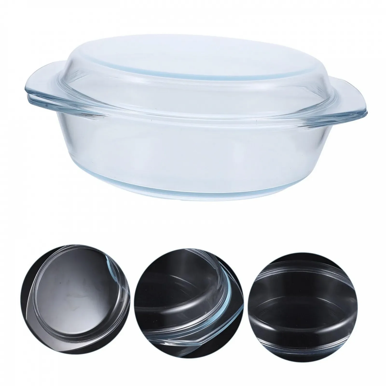 Форма для запекания Стеклянная С крышкой и ручками термостойкая Прозрачная, фото №5