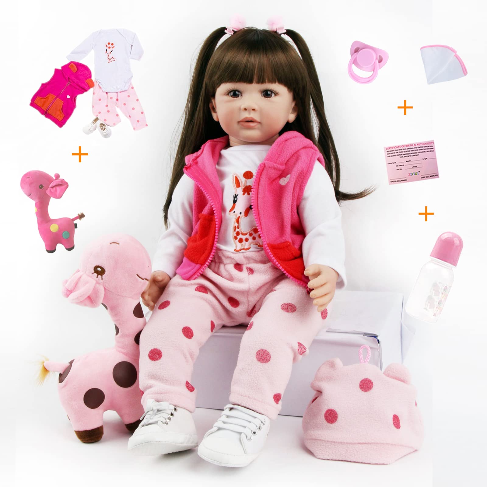 Кукла Реборн ZIYIUI 55 см, девочка, винил-силикон, мягкая, магнитная соска, фото №7