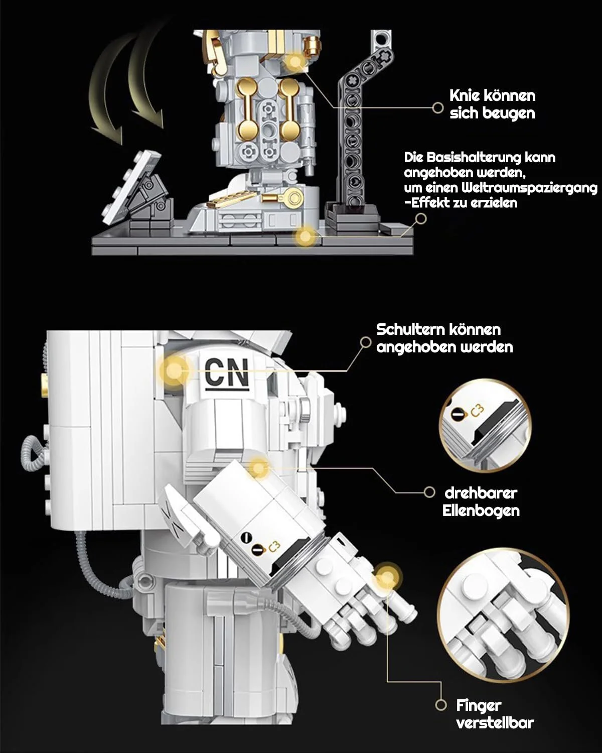 Конструктор Космонавт Barweer, модель космонавта, декор для дома, коллекционный, подарок для взрослых мальчиков, технологические строительные блоки, строительная игрушка (804 детали), фото №3