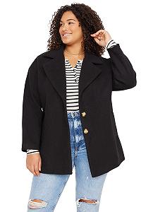 Пальто TRENDYOL Пряме Довгий рукав Звичайний Plus Size - Фото 1