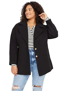 Пальто TRENDYOL Прямое Длинный рукав Обычный Plus Size - Фото 1