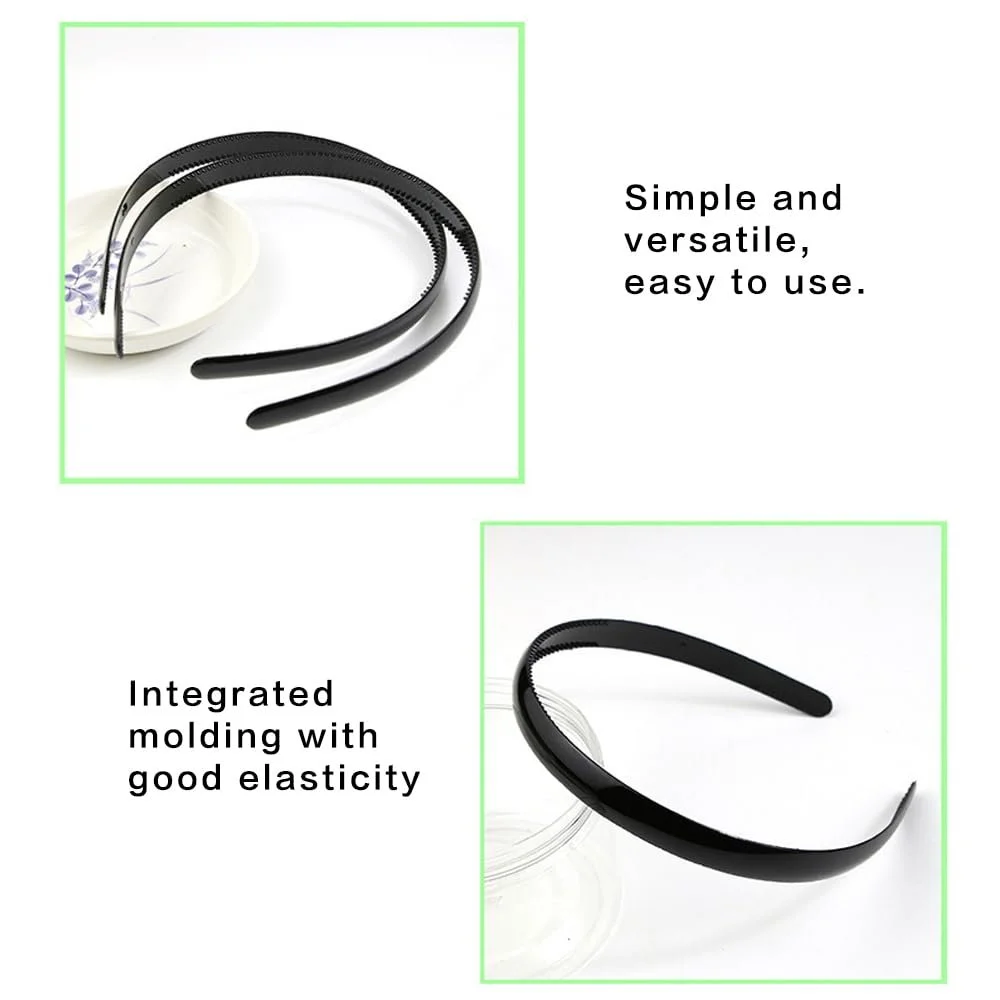 Обруч для волосся пластиковий чорний, 6 штук, фото №5