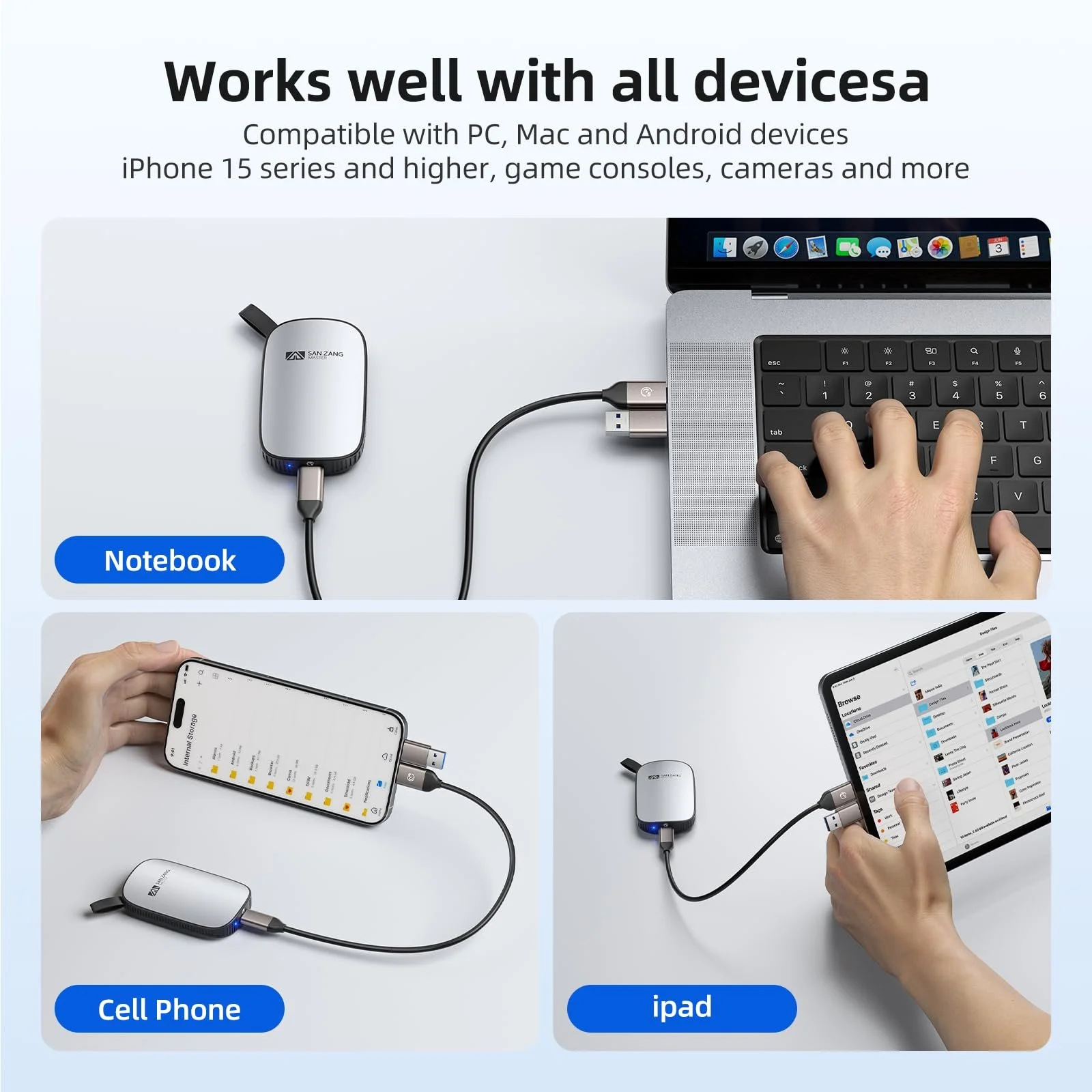 Зовнішній SSD SAN ZANG MASTER 512GB Portable USB-C Aluminium Case, фото №3