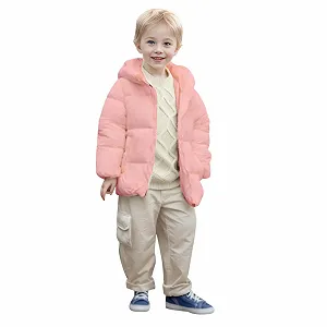 Зимняя Куртка для Девочек Теплая Зимняя Куртка Стеганая Легкая Ветрозащитная Куртка Переходная Куртка Легкое Однотонное Зимнее Пальто Куртка-бомбер для Детей Теплая Ветронепроницаемая Дышащая Элегантная Подростковая Парка Пуховик - Фото 1