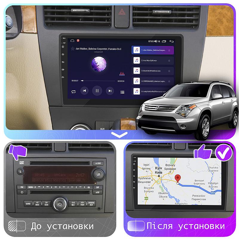 Штатна магнітола Lesko для Suzuki XL7 2007-2009 екран 10 4/64Gb CarPlay 4G Wi-Fi GPS Prime, фото №3