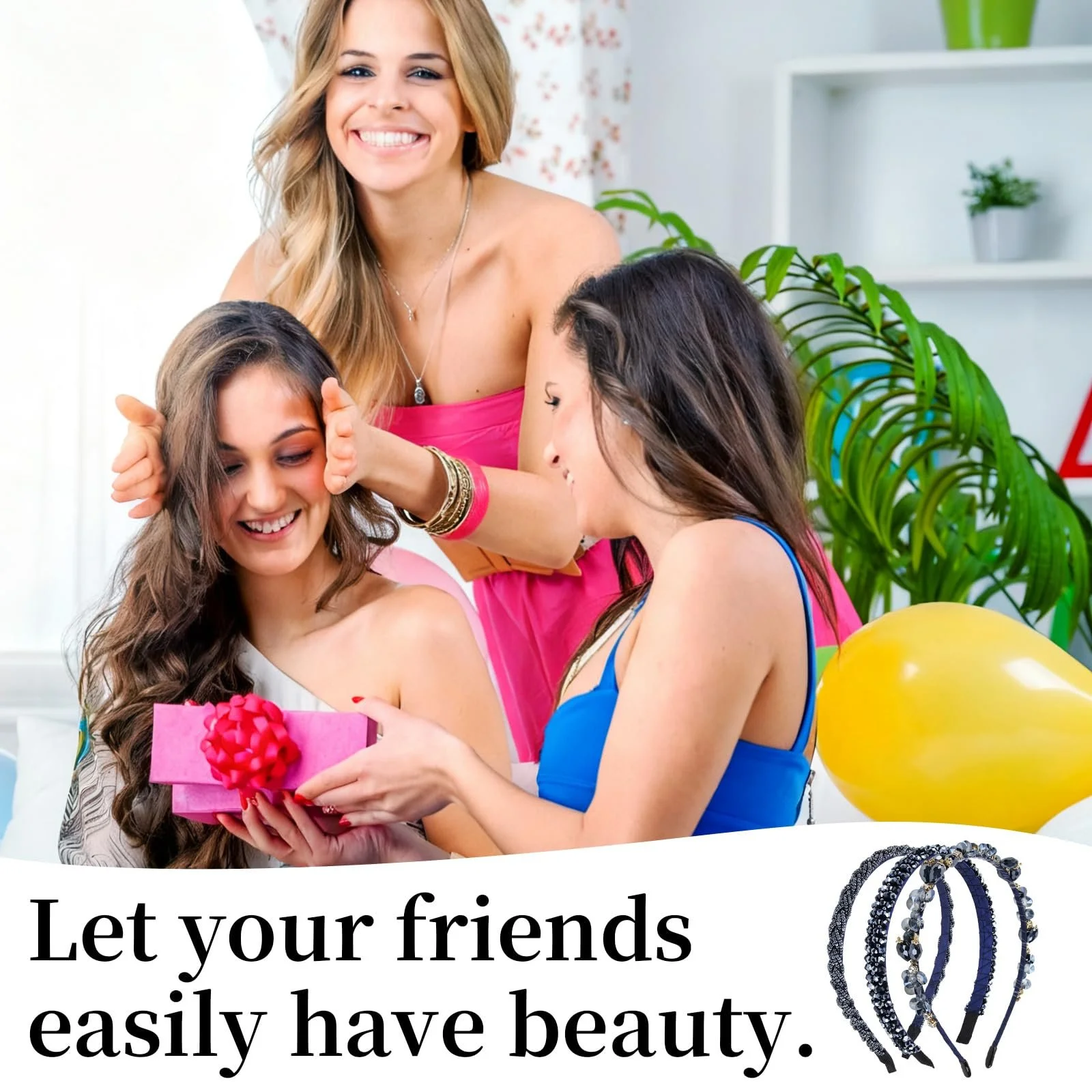 Обруч Набір з 3-х обручів з кришталевими стразами, фото №7