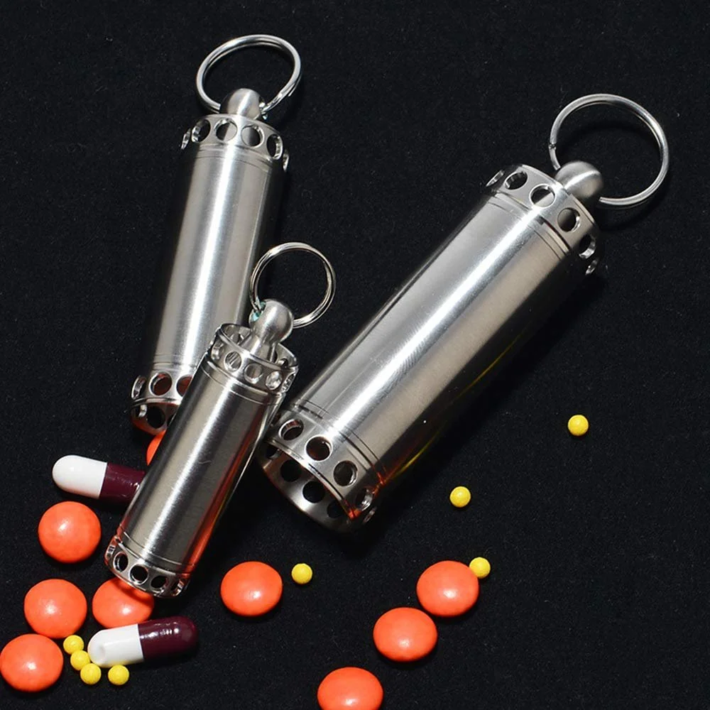 Коробка для таблеток з брелоком 304, 3 розміри, водонепроникна, для екстрених випадків, для подорожей, кемпінгу, фото №2