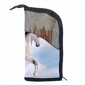 Сумка-органайзер для пензлів для макіяжу з 12 пензлями Prairie White Horse Meadow, портативний набір, Colored-3122 - Фото 1