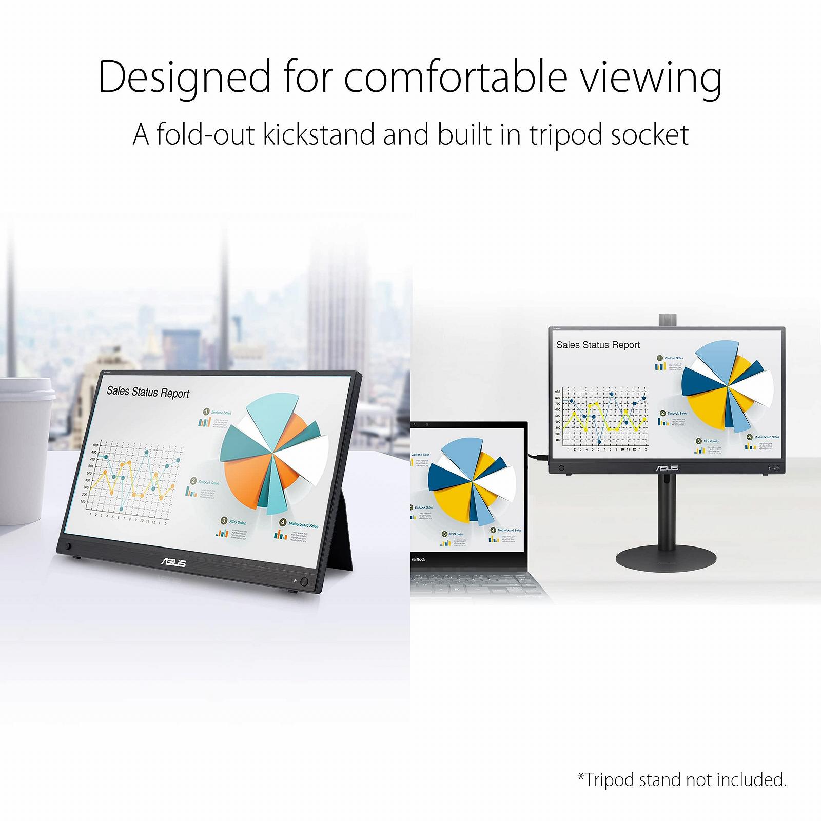Монітор ASUS ZenScreen MB16AHG 15.6 дюйма Портативний USB Full HD Тип-C Mini HDMI Автоматичне обертання Підставка Тринога IPS 144Гц FreeSync Premium 16:9 Антибліковий, фото №3