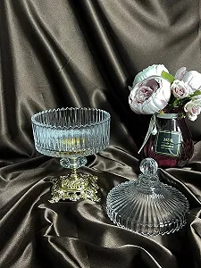 Купити Цукерниця, блюдо для меду, вареня з кришкою на золотій ніжці 14 см - Фото 1 Цукерниця, блюдо для меду, вареня з кришкою на золотій ніжці 14 см - Фото 1