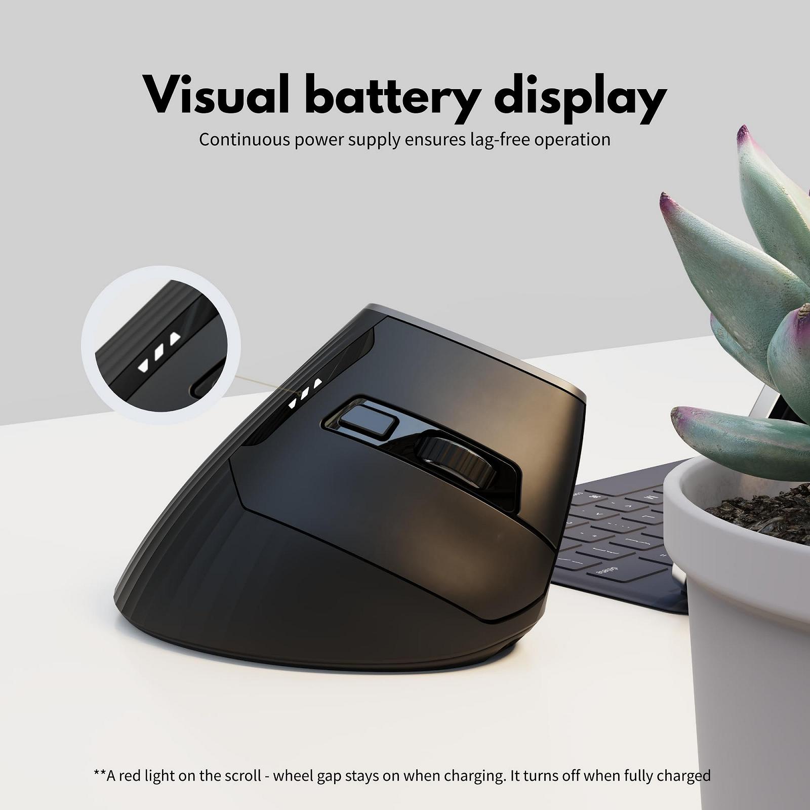 Мышь Вертикальная Беспроводная, 2.4G, Эргономичная, 4 уровня DPI, Черный, фото №5