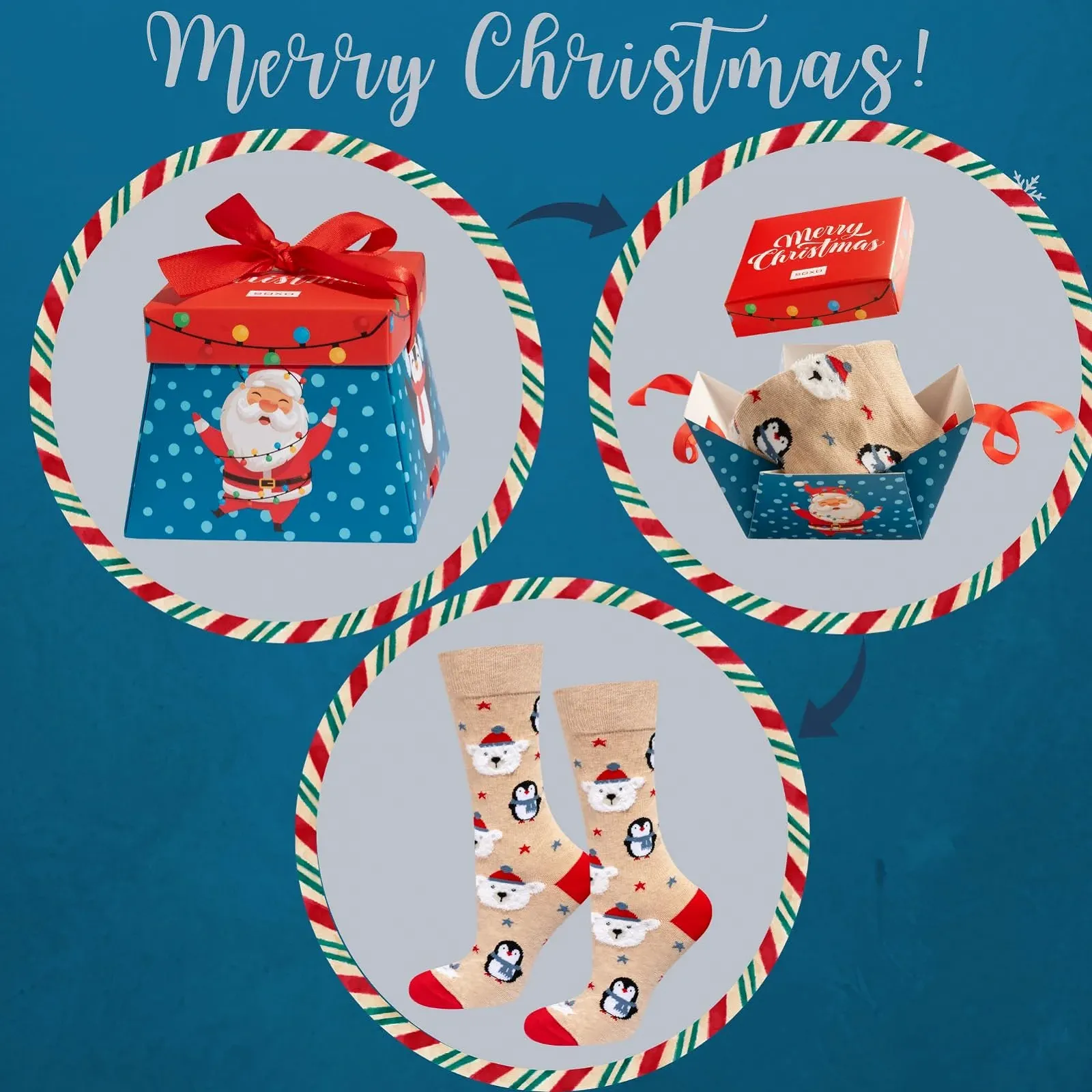 Різдвяні шкарпетки Soxo Чоловічі Жіночі Подарункові, фото №2