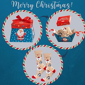 Рождественские носки Soxo Мужские Женские Подарочные носки в подарочной коробке с бантом на Рождество Санта Клаус 2 размера synthetic.ua - Фото 1