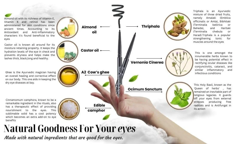 Олівець для очей TATSAT 100% Natural Ayurvedic Kaajal, фото №3