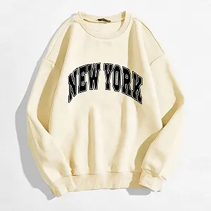 Женский свитшот с графическим принтом Однотонный Осенний New York Буквенный Свободный Повседневный Длинный рукав Милый Модный Мягкий Y2K 2025 Комфортный Готический Без капюшона synthetic.ua - Фото 1