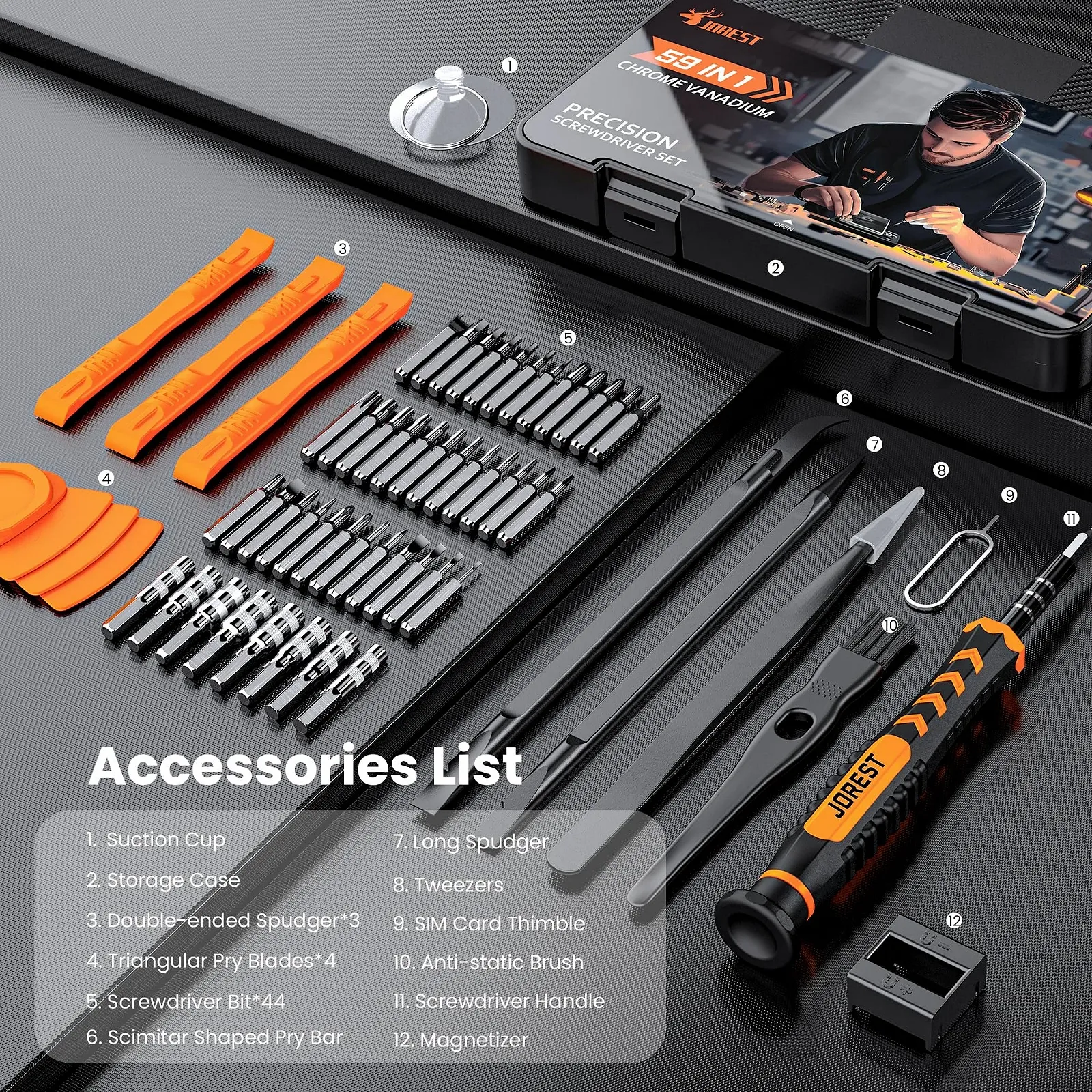 Набір прецизійних викруток JOREST 59 шт. Torx Phillips, фото №6