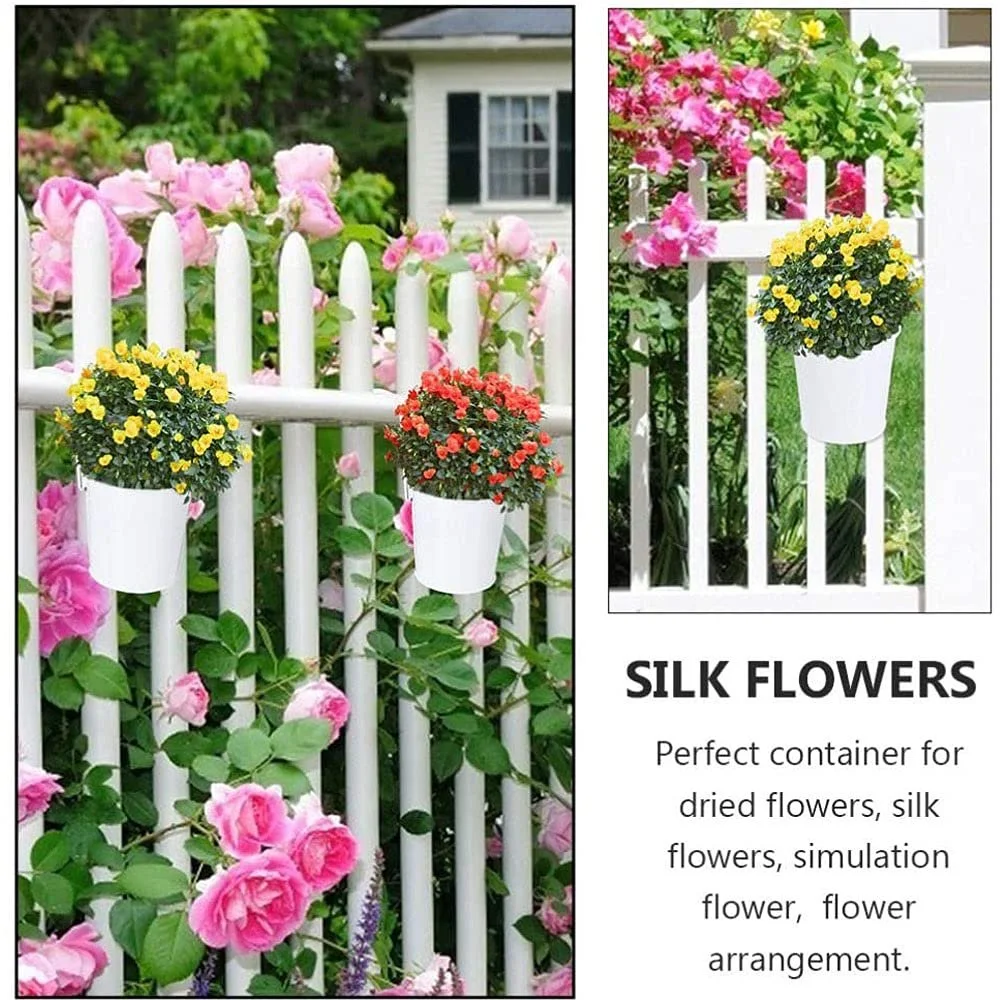 Подвесные цветочные горшки 4 шт. металлические с крючками белые, фото №6