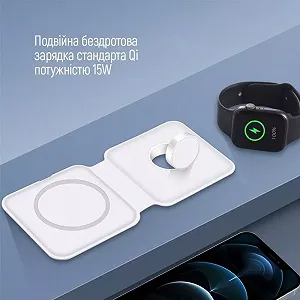 Беспроводное зарядное устройство ColorWay MagSafe Duo Charger 15W for iPhone White (CW-CHW32Q-WT) synthetic.ua - Фото 1