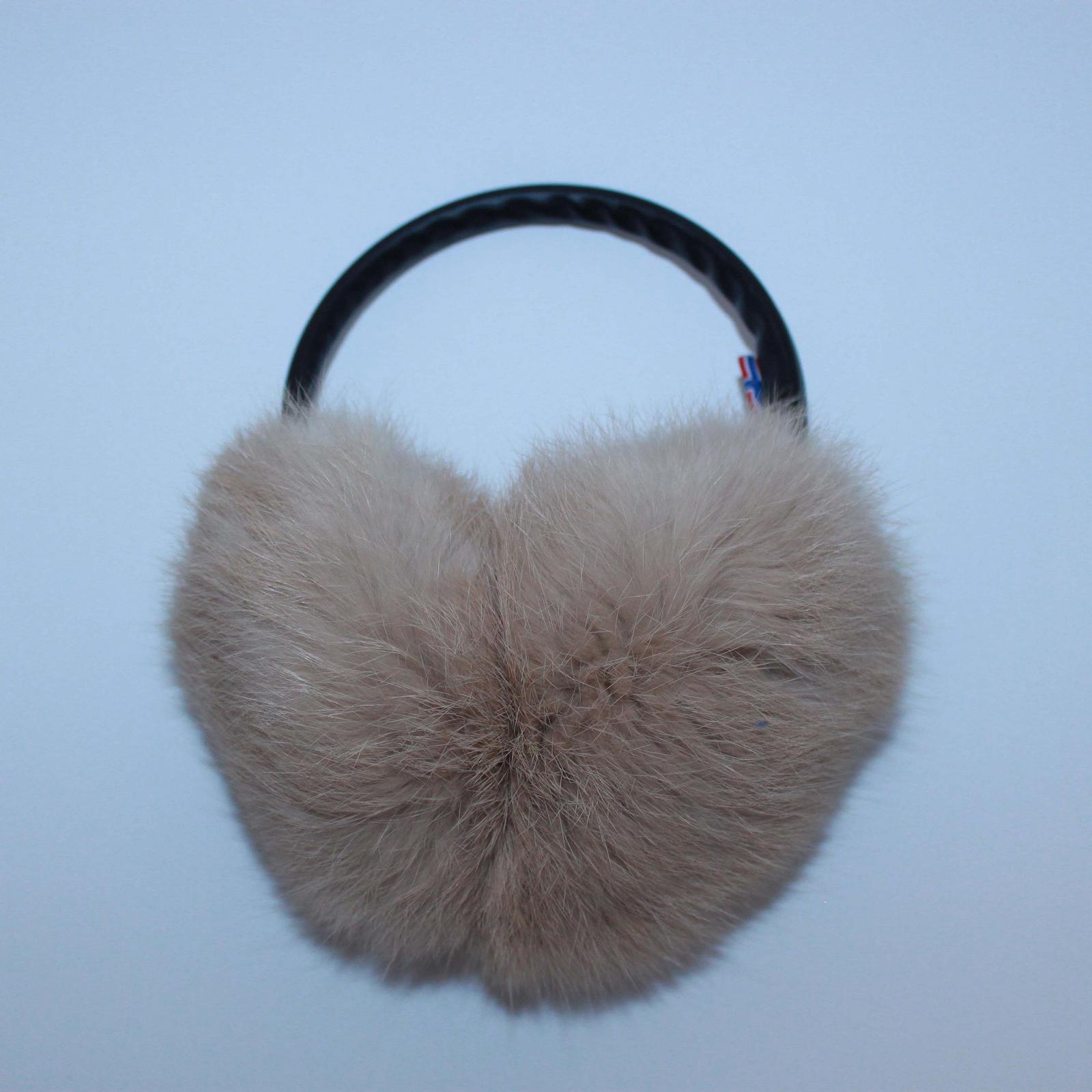 Меховые наушники SnowyWin Натуральный Мех Кролика Бежевый 010755, фото №7