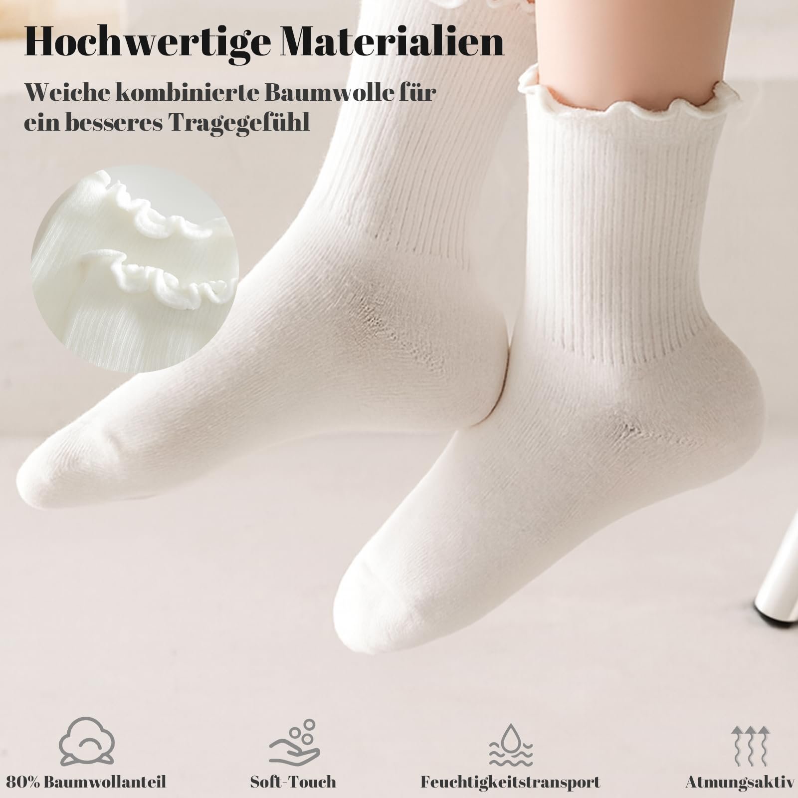 Жіночі шкарпетки з оборками Білий 39-42 (8 пар), фото №5