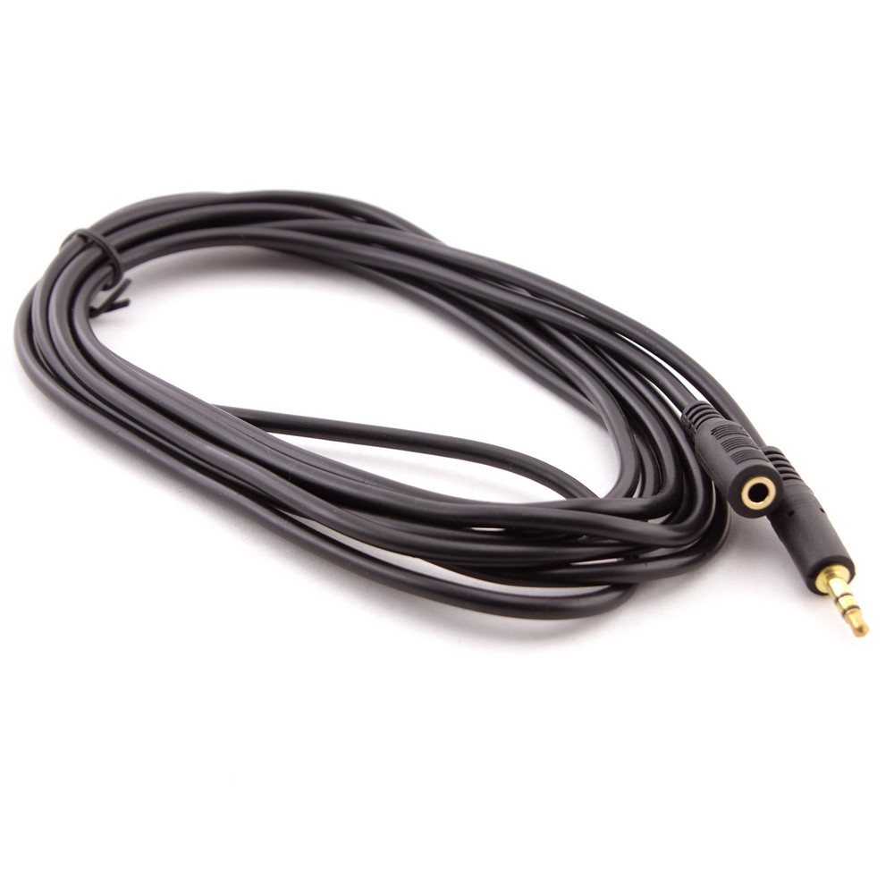 Удовжувач Audio DC3.5 папа-мама 1.5м, GOLD Stereo Jack круглий чорний кабель Пакет Q500, фото №1