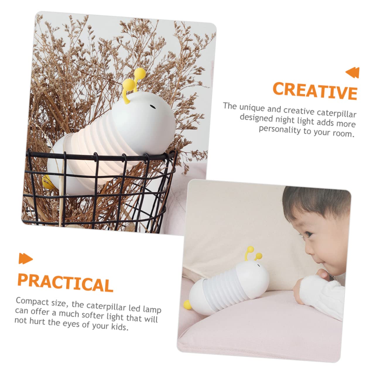 Настольная лампа Garneck Caterpillar LED Ночник Декоративная Настольная Лампа Кавай для Детской Комнаты С Литиевым Аккумулятором Гусеница Лампа Белый, фото №2 Настольная лампа Garneck Caterpillar LED Ночник Декоративная Настольная Лампа Кавай для Детской Комнаты С Литиевым Аккумулятором Гусеница Лампа Белый, фото №2