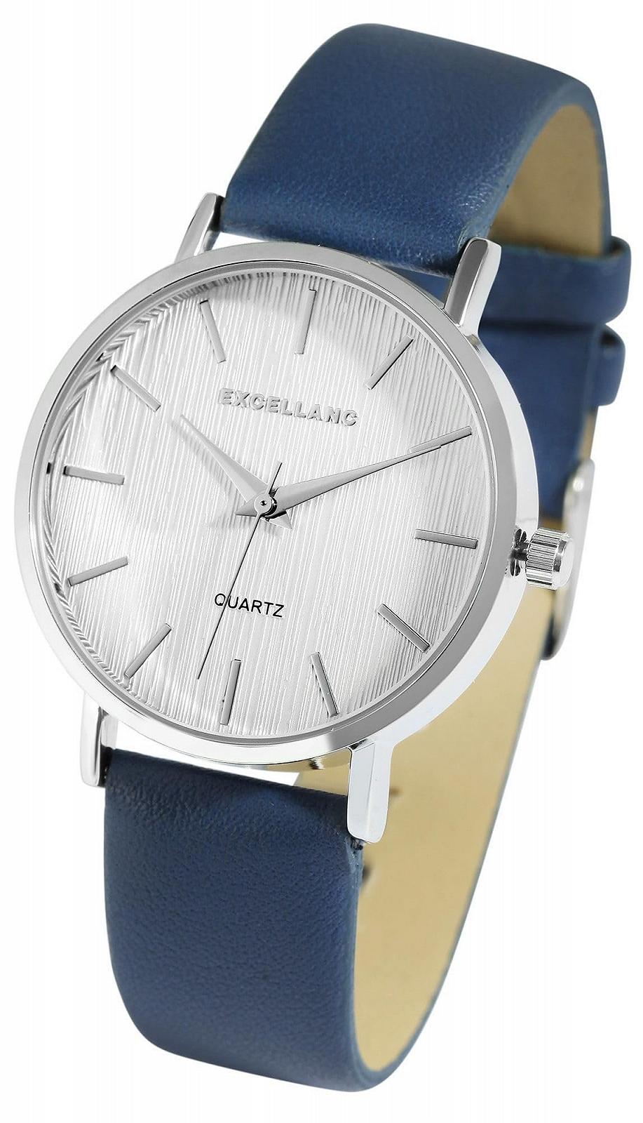 Часы Excellanc Женские с ремешком из искусственной кожи, синий/серебристый, фото №4