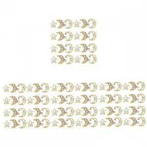 Аксессуары для ногтей FRCOLOR 120 шт. Металлические украшения для маникюра Чаша для мономера Звезда Знак для ногтей Подвеска для нейл-арта Медная пластина Декор Стразы - Фото 1