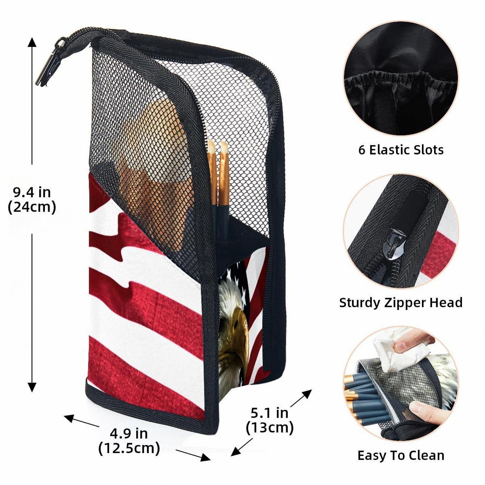 Набір пензлів для макіяжу з сумкою-органайзером 12 штук American Eagle USA Flag Colored-137, фото №3