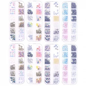 Стразы для ногтей Healvian 8 шт 12 Блестящие украшения для ногтей Кристалл для ногтей Цветные бриллиантовые стразы - Фото 1