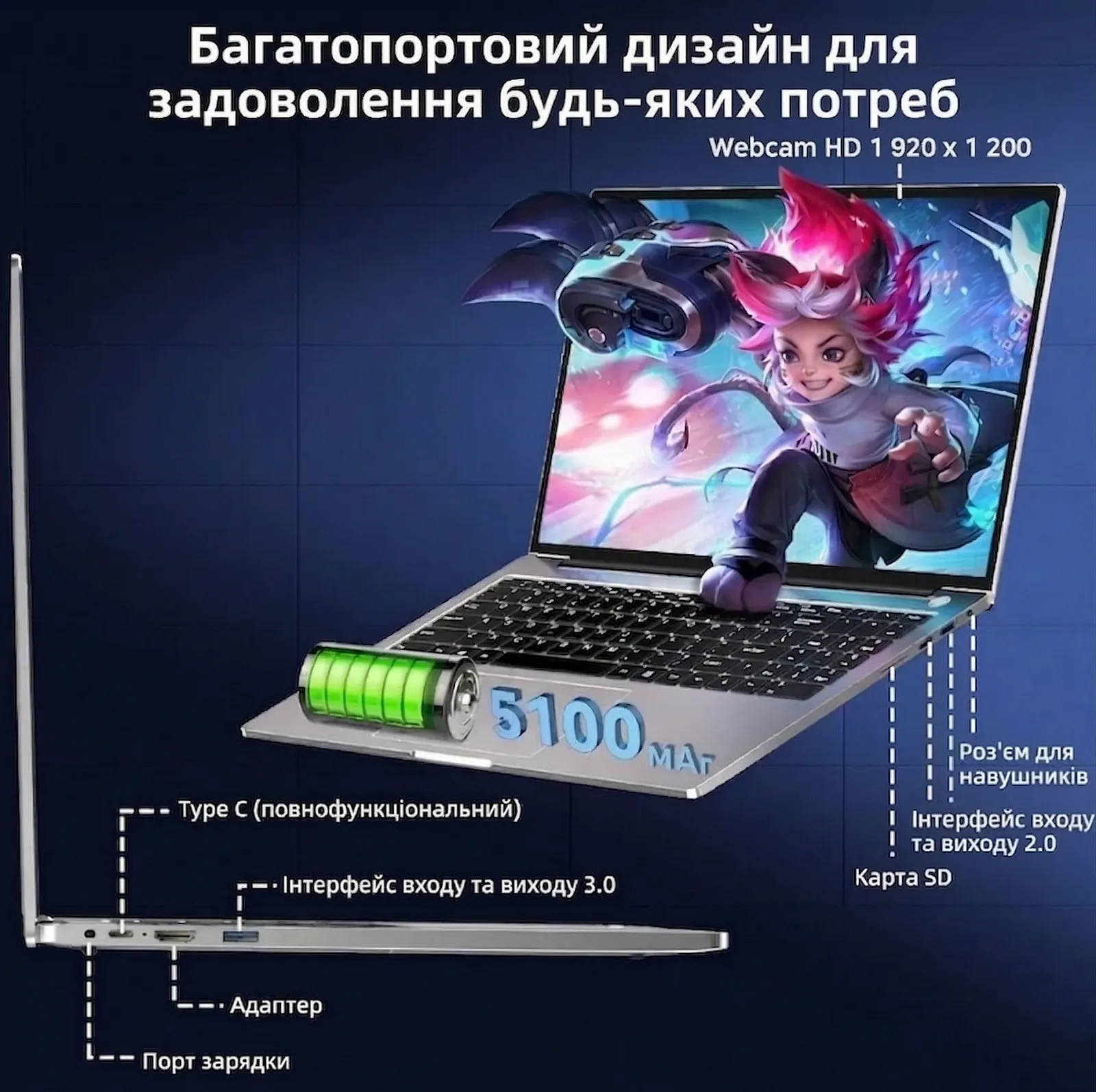 Ноутбук 14'' BVATE B9 Intel Core i3-1000NG4 16GB SSD 512GB Win11 Алюмінієвий корпус (UKR), фото №3 Ноутбук 14'' BVATE B9 Intel Core i3-1000NG4 16GB SSD 512GB Win11 Алюмінієвий корпус (UKR), фото №3
