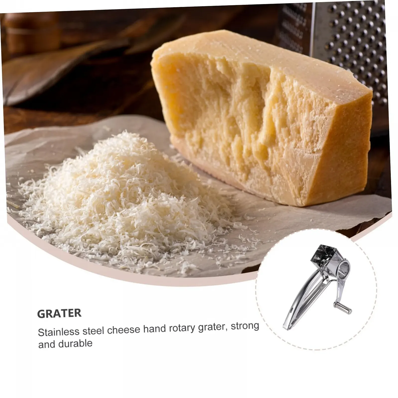 Терка VALICLUD для сиру, ручна обертова для дрібного та крупного натирання, фото №6