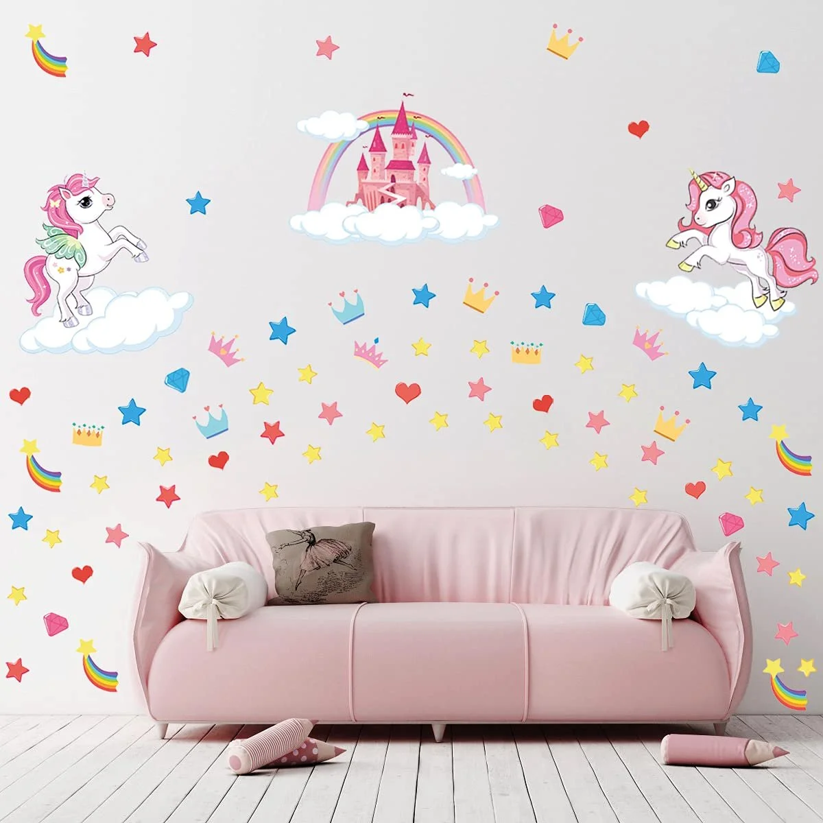 Наклейка на стіну KAIRNE Зірки, що світяться, та єдиноріг Рожева, фото №5