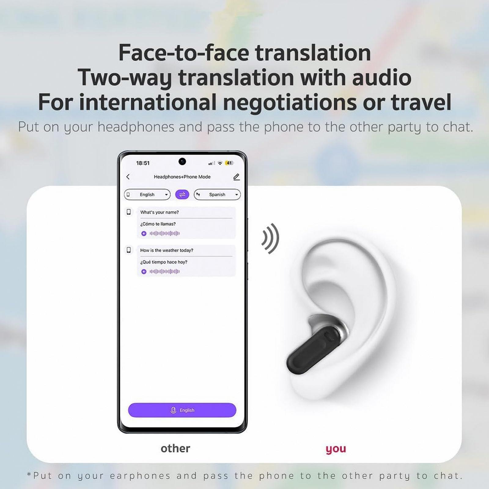 Навушники для перекладу AI Bewinner, 164 мови, бездротові з сенсорним LCD-екраном, фото №5