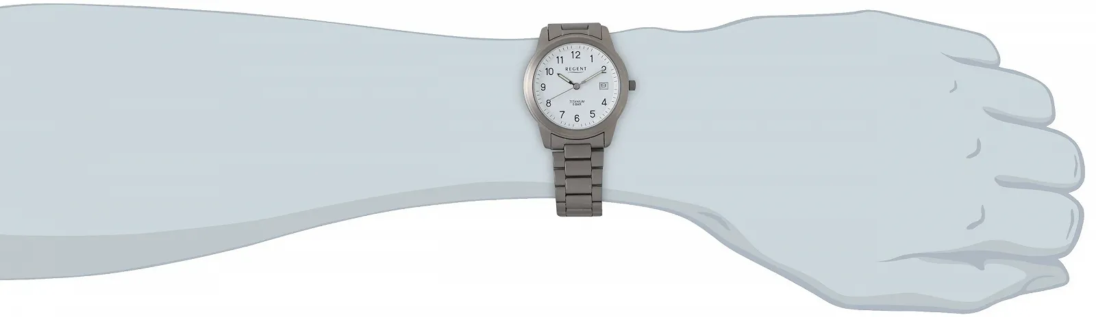 Чоловічий кварцовий годинник Regent 11090212 з металевим ремінцем, фото №2