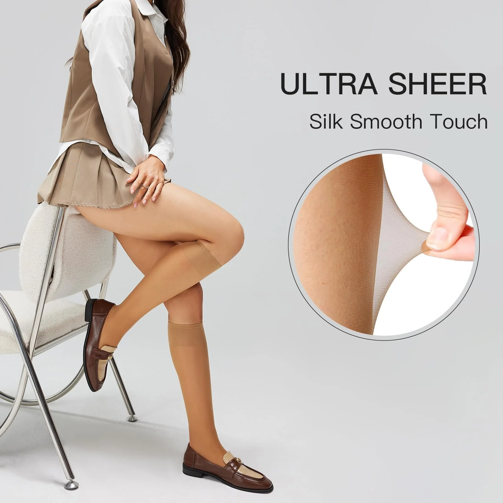 Носки гольфы Yilanmy, 12 пар, женские, нейлоновые, 15 ден, черный, телесный, фото №3