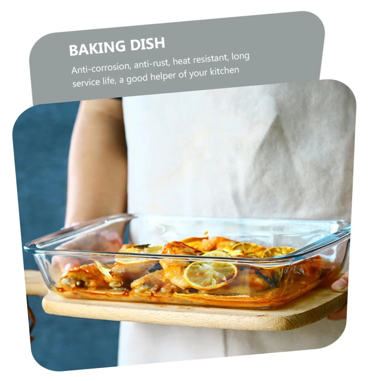 Форма для запікання скляна прямокутна термостійка для мікрохвильової печі та посудомийної машини, фото №5
