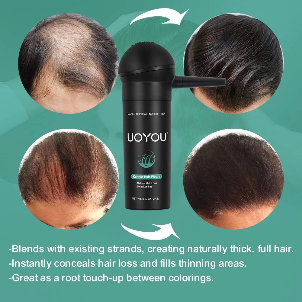 Волокна для волосся UOYOU Кератинові Чорний, фото №4 Волокна для волосся UOYOU Кератинові Чорний, фото №4